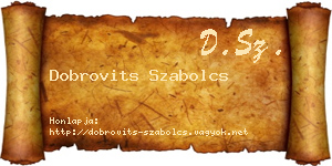 Dobrovits Szabolcs névjegykártya